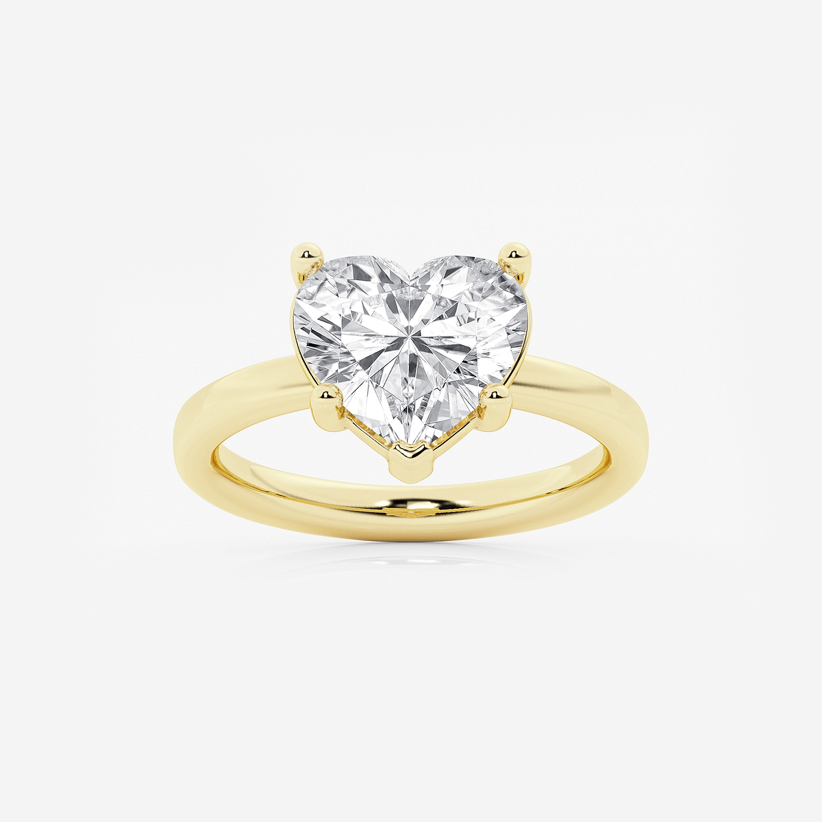 4 ctw Heart Lab Grown Diamond Low Setting Solitaire Engagement Ring