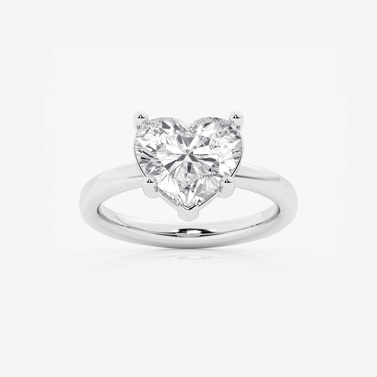 4 ctw Heart Lab Grown Diamond Low Setting Solitaire Engagement Ring
