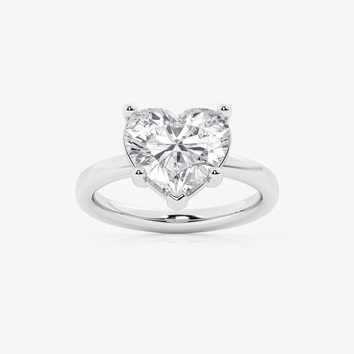 4 ctw Heart Lab Grown Diamond Low Setting Solitaire Engagement Ring