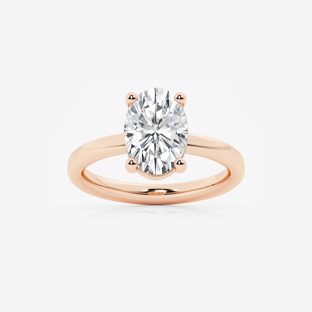 2 ctw Oval Lab Grown Diamond Low Setting Solitaire Engagement Ring