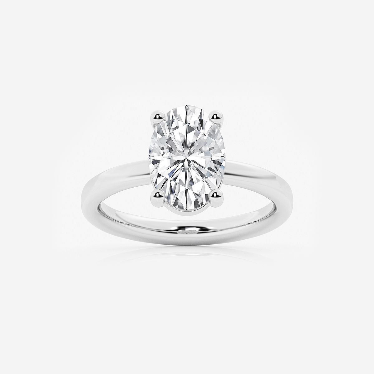 2 1/2 ctw Oval Lab Grown Diamond Low Setting Solitaire Engagement Ring