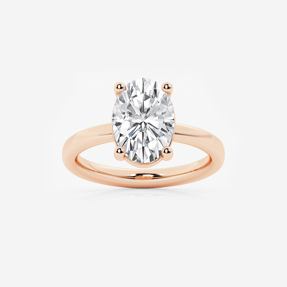 3 ctw Oval Lab Grown Diamond Low Setting Solitaire Engagement Ring