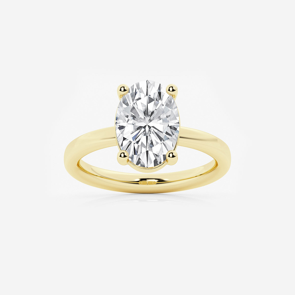 3 ctw Oval Lab Grown Diamond Low Setting Solitaire Engagement Ring
