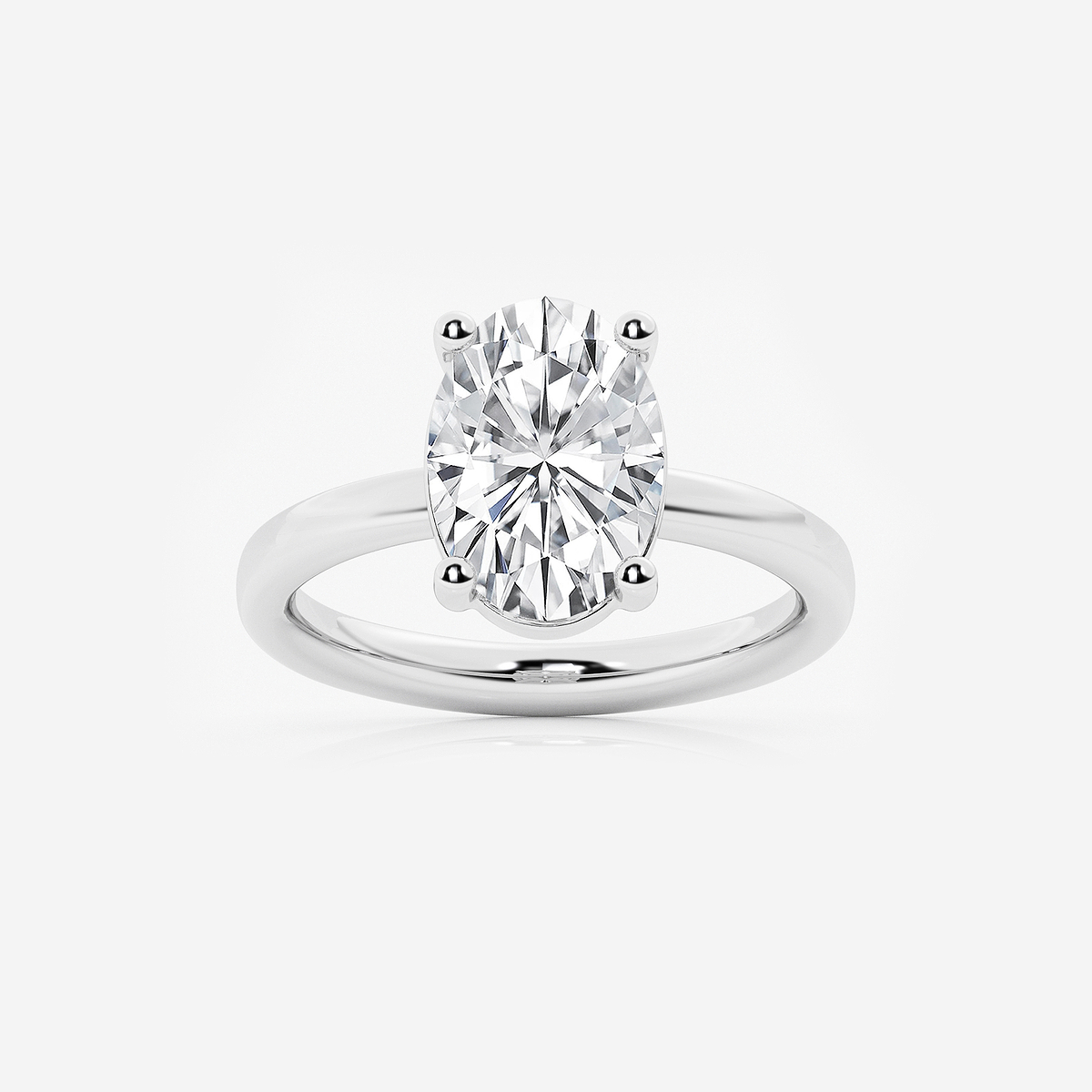 3 ctw Oval Lab Grown Diamond Low Setting Solitaire Engagement Ring