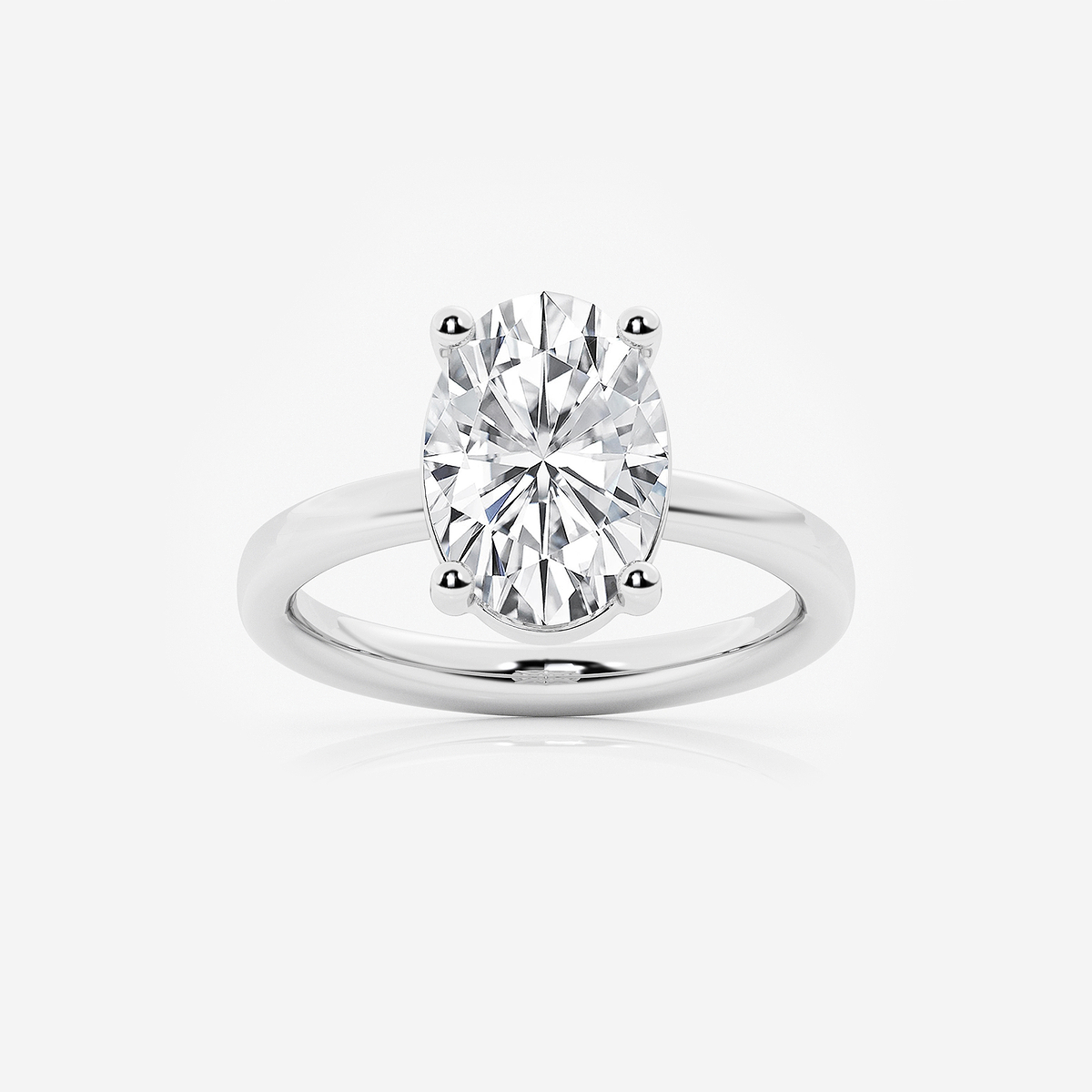 3 1/2 ctw Oval Lab Grown Diamond Low Setting Solitaire Engagement Ring