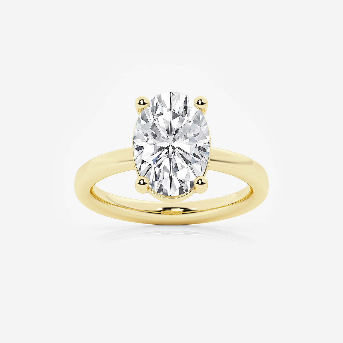 3 1/2 ctw Oval Lab Grown Diamond Low Setting Solitaire Engagement Ring
