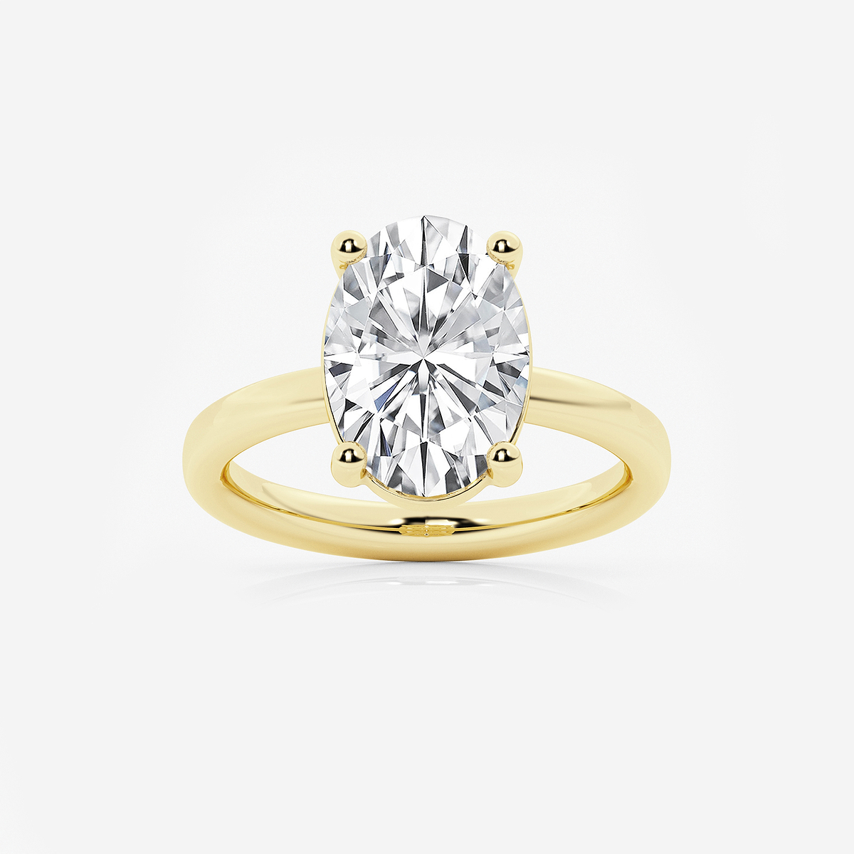 4 ctw Oval Lab Grown Diamond Low Setting Solitaire Engagement Ring