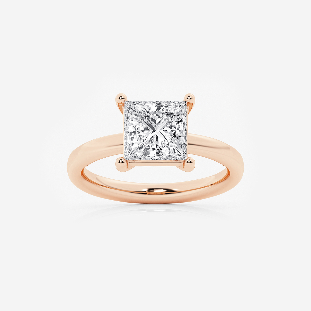 2 1/2 ctw Princess Lab Grown Diamond Low Setting Solitaire Engagement Ring