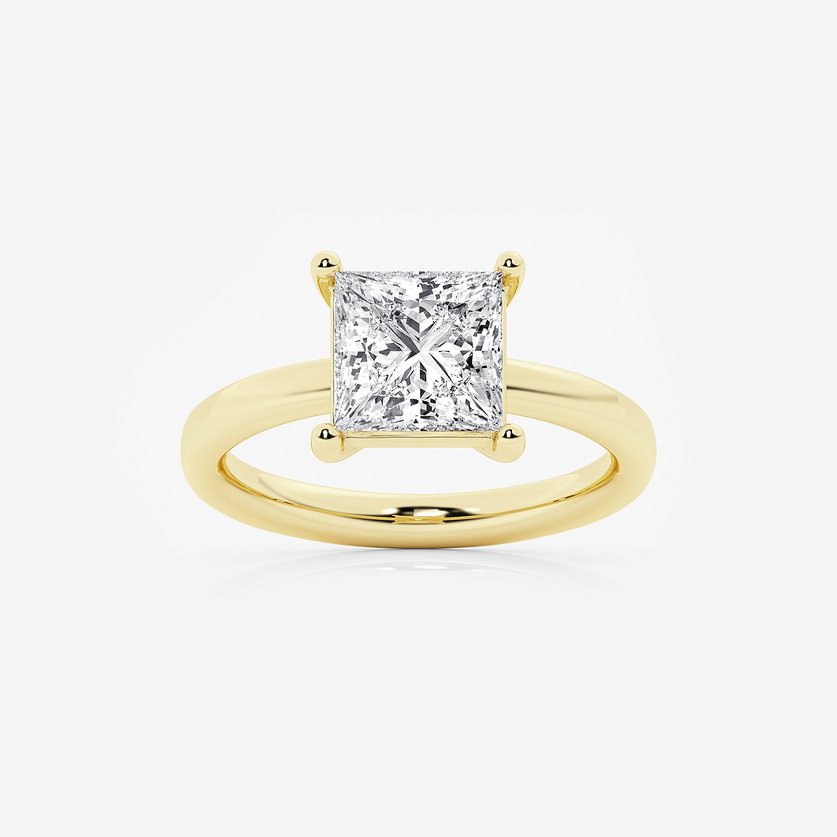 2 1/2 ctw Princess Lab Grown Diamond Low Setting Solitaire Engagement Ring