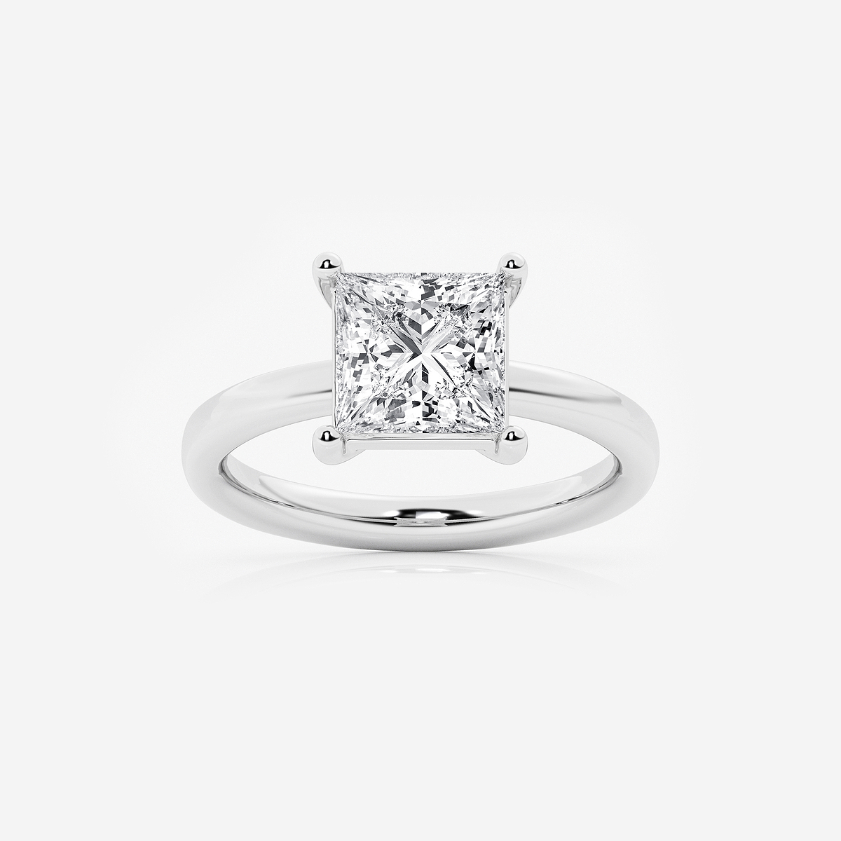 2 1/2 ctw Princess Lab Grown Diamond Low Setting Solitaire Engagement Ring