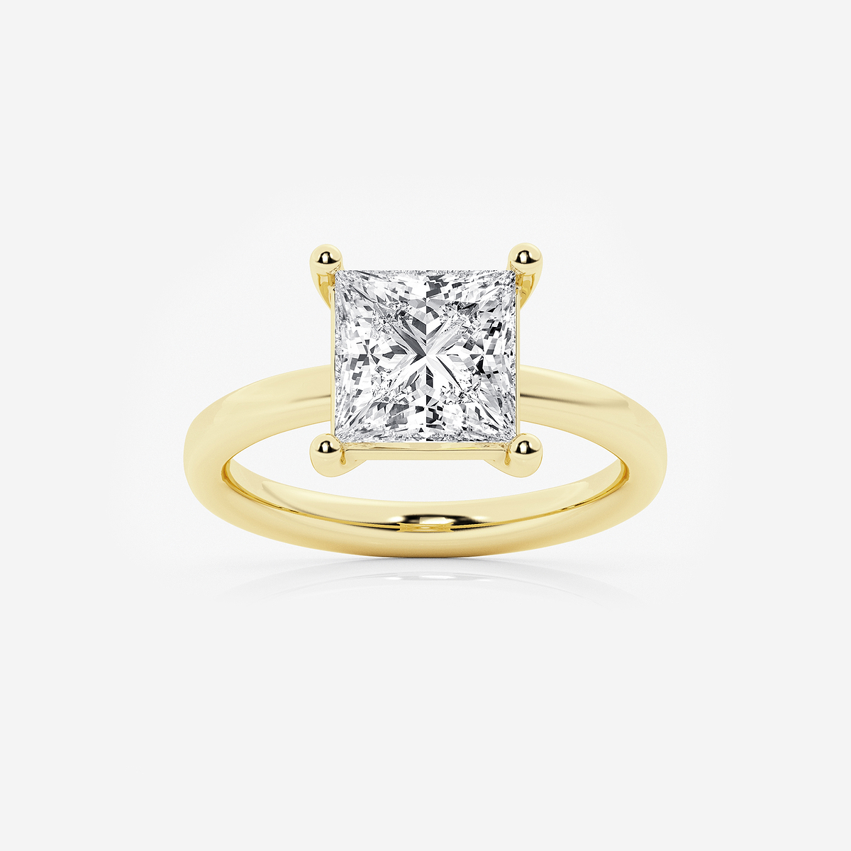 3 ctw Princess Lab Grown Diamond Low Setting Solitaire Engagement Ring