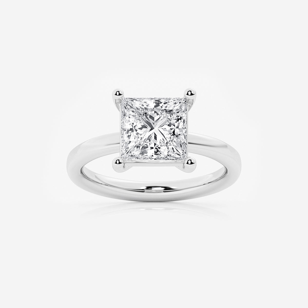 3 ctw Princess Lab Grown Diamond Low Setting Solitaire Engagement Ring
