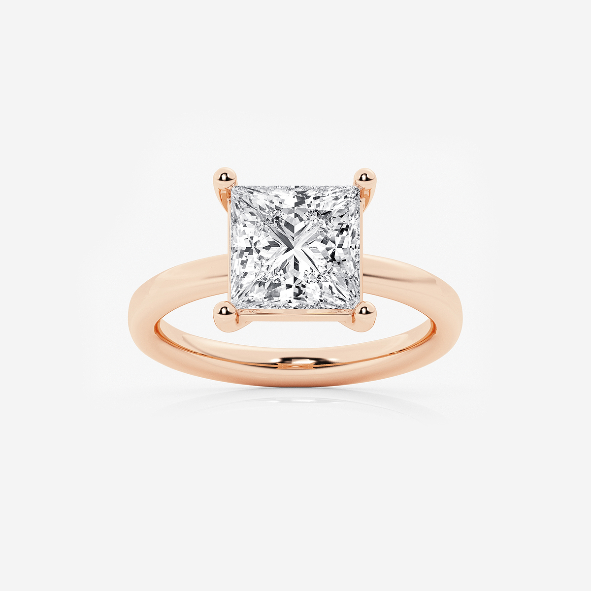 3 1/2 ctw Princess Lab Grown Diamond Low Setting Solitaire Engagement Ring