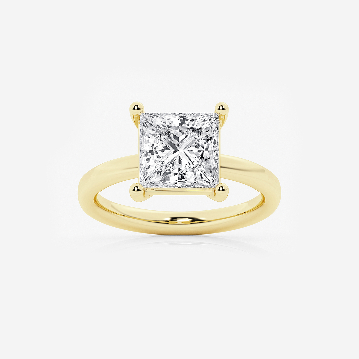 3 1/2 ctw Princess Lab Grown Diamond Low Setting Solitaire Engagement Ring