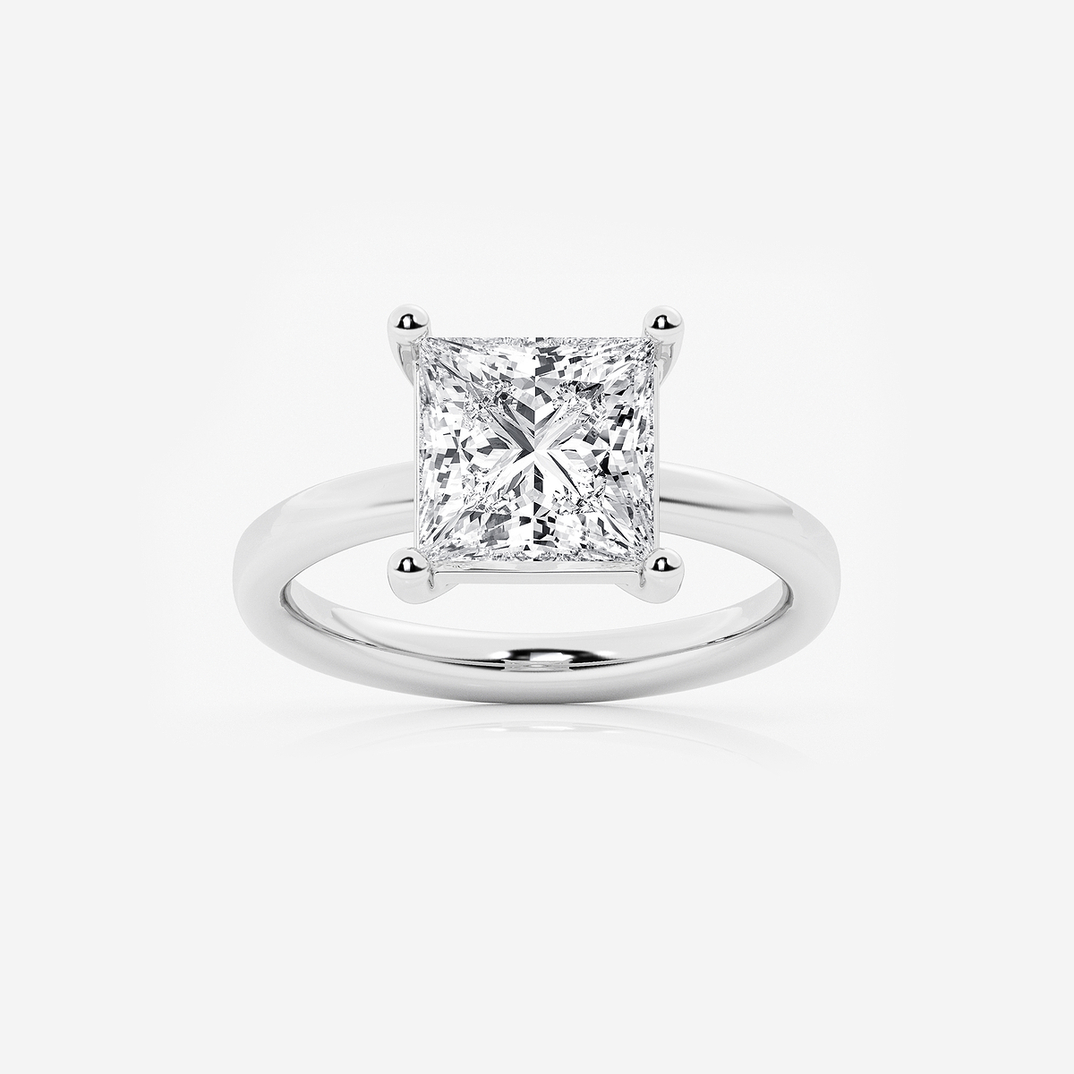 3 1/2 ctw Princess Lab Grown Diamond Low Setting Solitaire Engagement Ring