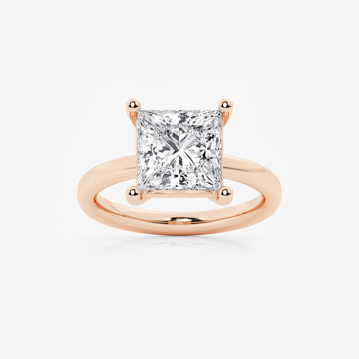 4 ctw Princess Lab Grown Diamond Low Setting Solitaire Engagement Ring