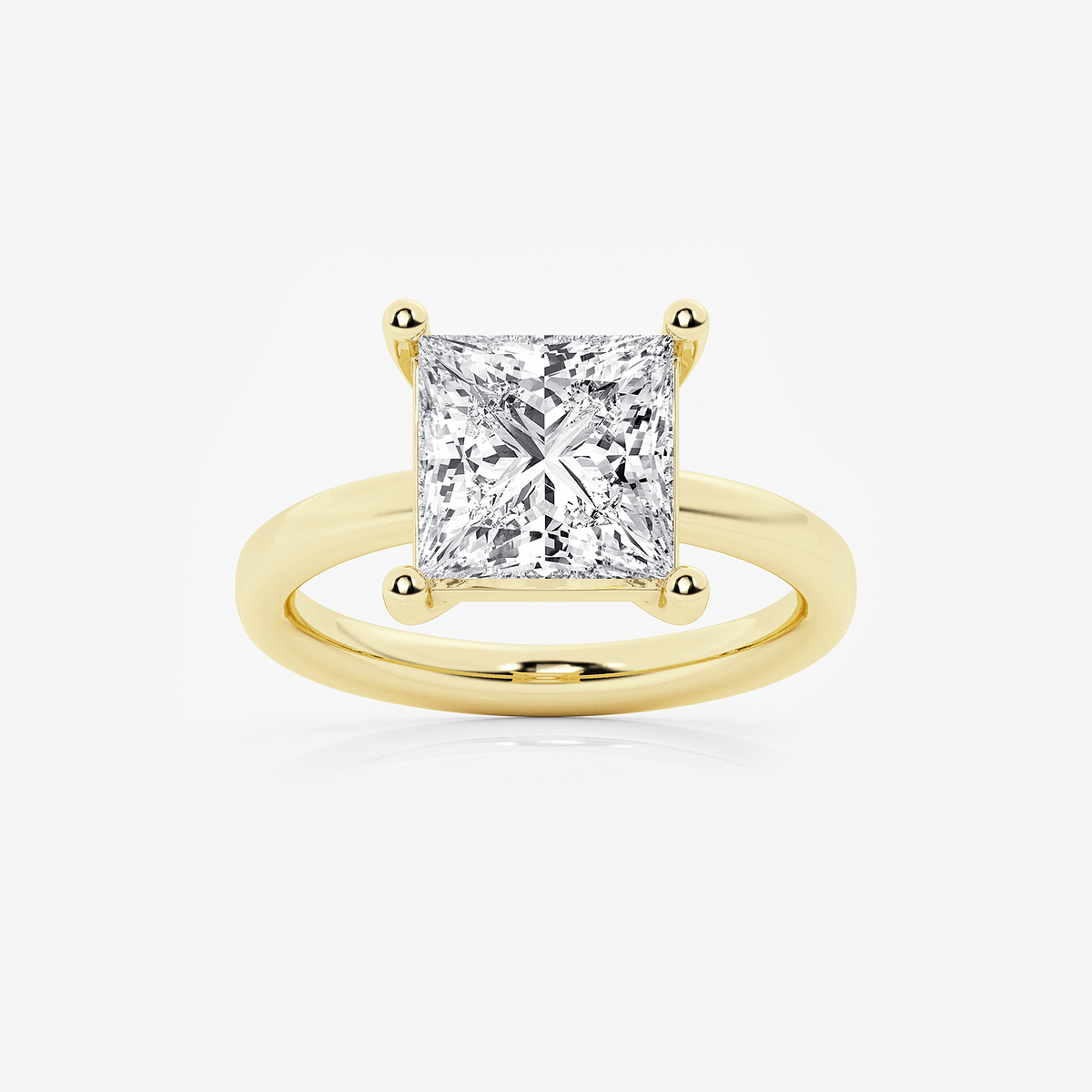 4 ctw Princess Lab Grown Diamond Low Setting Solitaire Engagement Ring