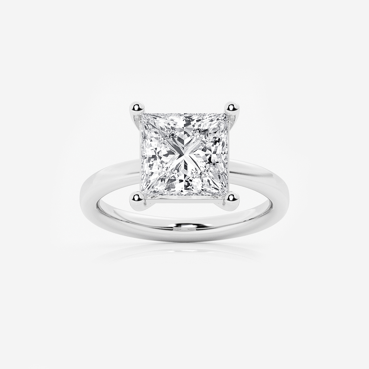 4 ctw Princess Lab Grown Diamond Low Setting Solitaire Engagement Ring