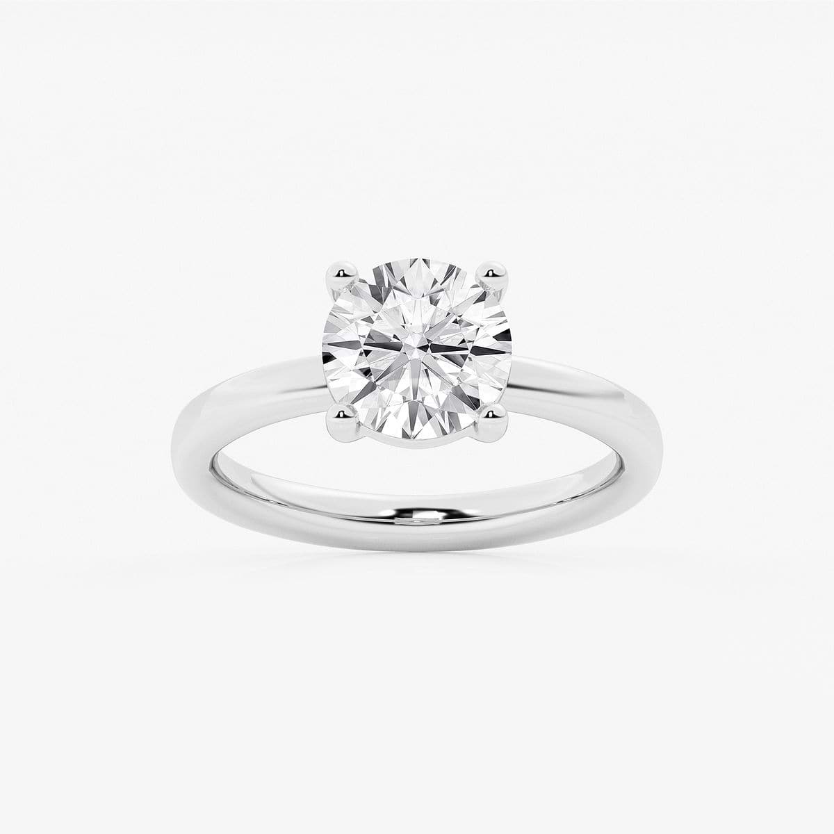 2 ctw Round Lab Grown Diamond Low Setting Solitaire Engagement Ring 14K White Gold, E, VS1