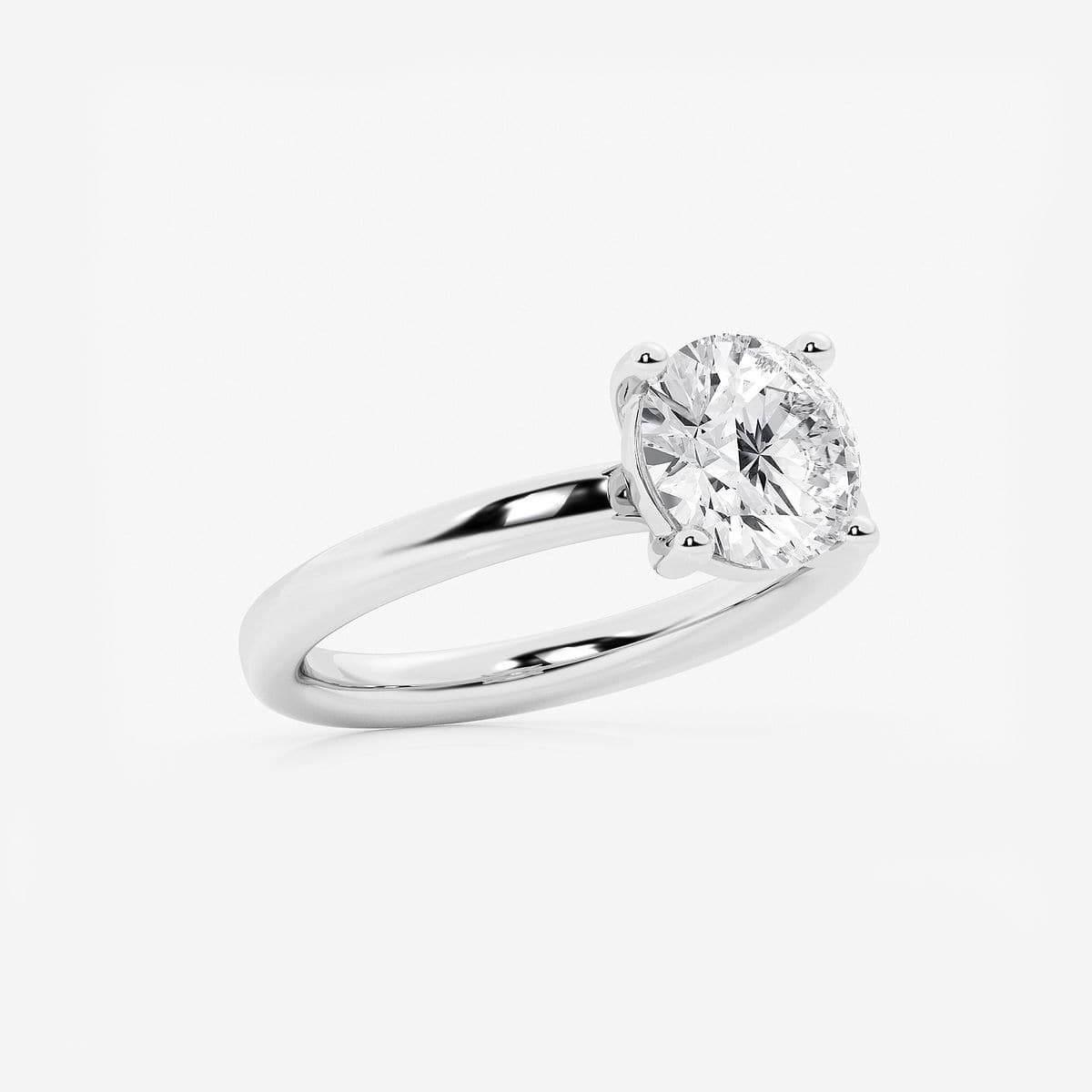 2 ctw Round Lab Grown Diamond Low Setting Solitaire Engagement Ring 14K White Gold, E, VS1