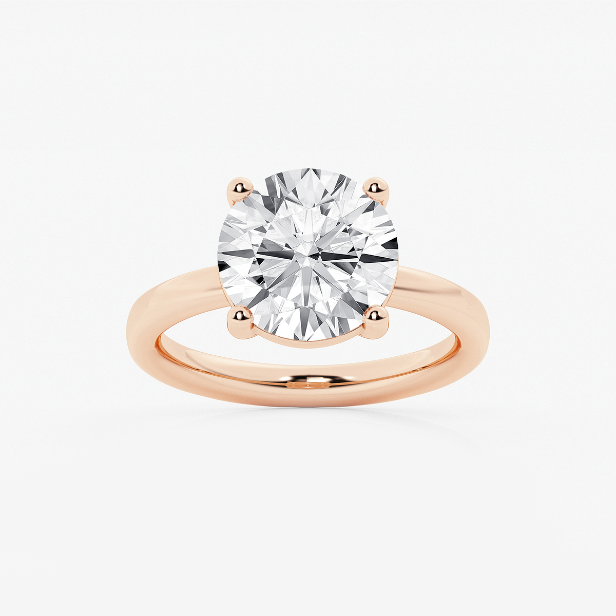 4 ctw Round Lab Grown Diamond Low Setting Solitaire Engagement Ring
