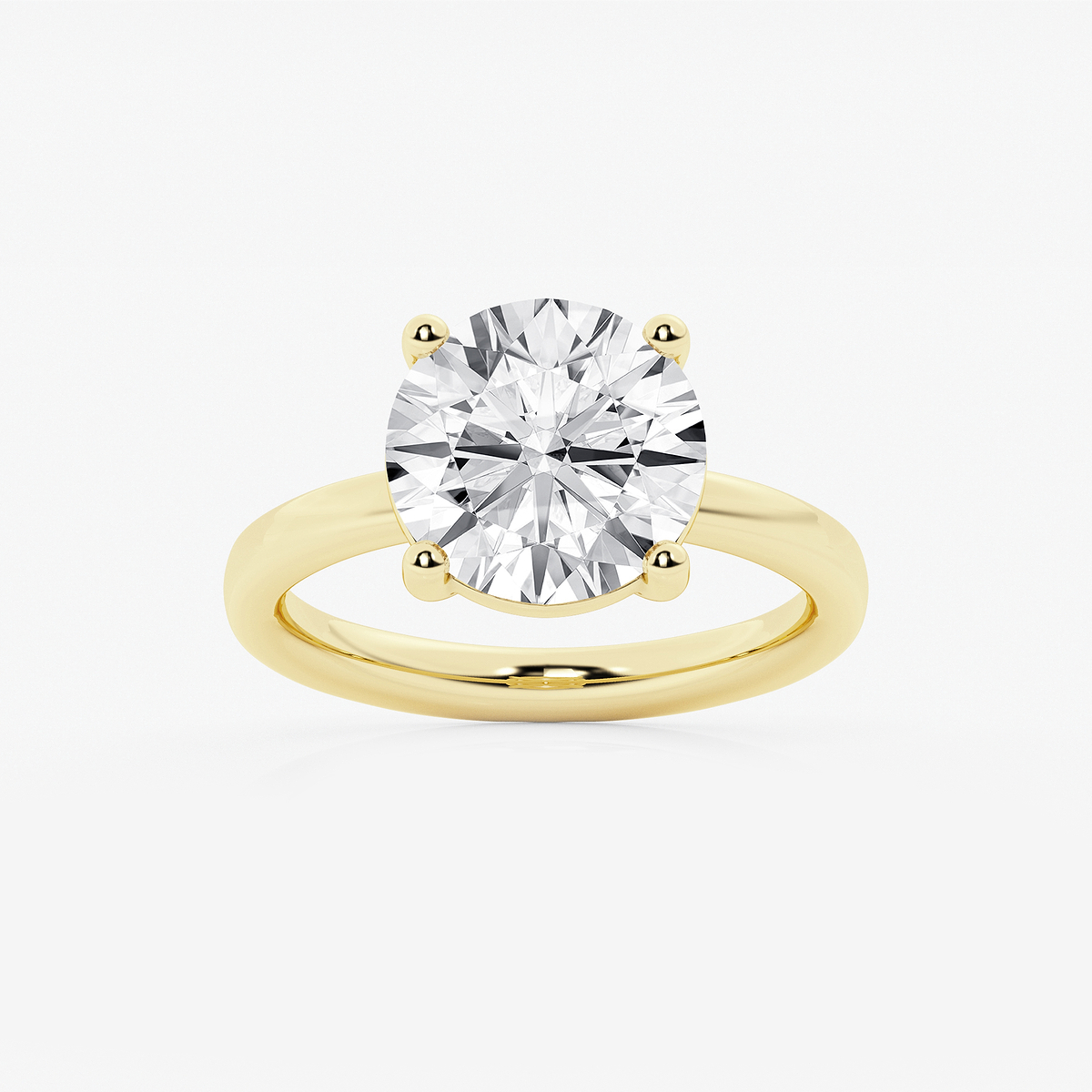 4 ctw Round Lab Grown Diamond Low Setting Solitaire Engagement Ring