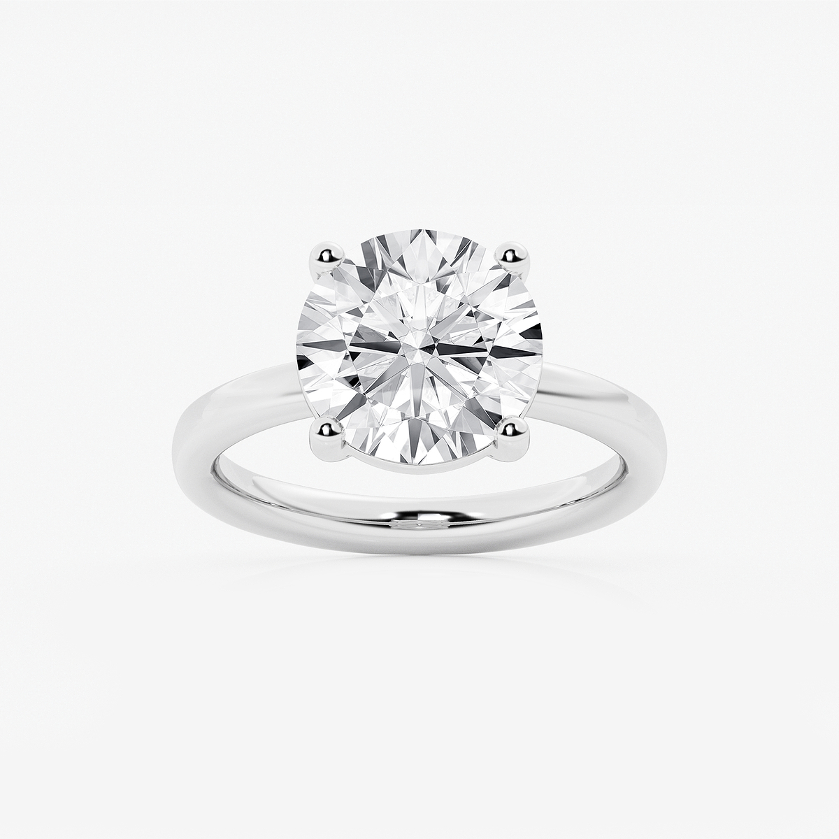 4 ctw Round Lab Grown Diamond Low Setting Solitaire Engagement Ring