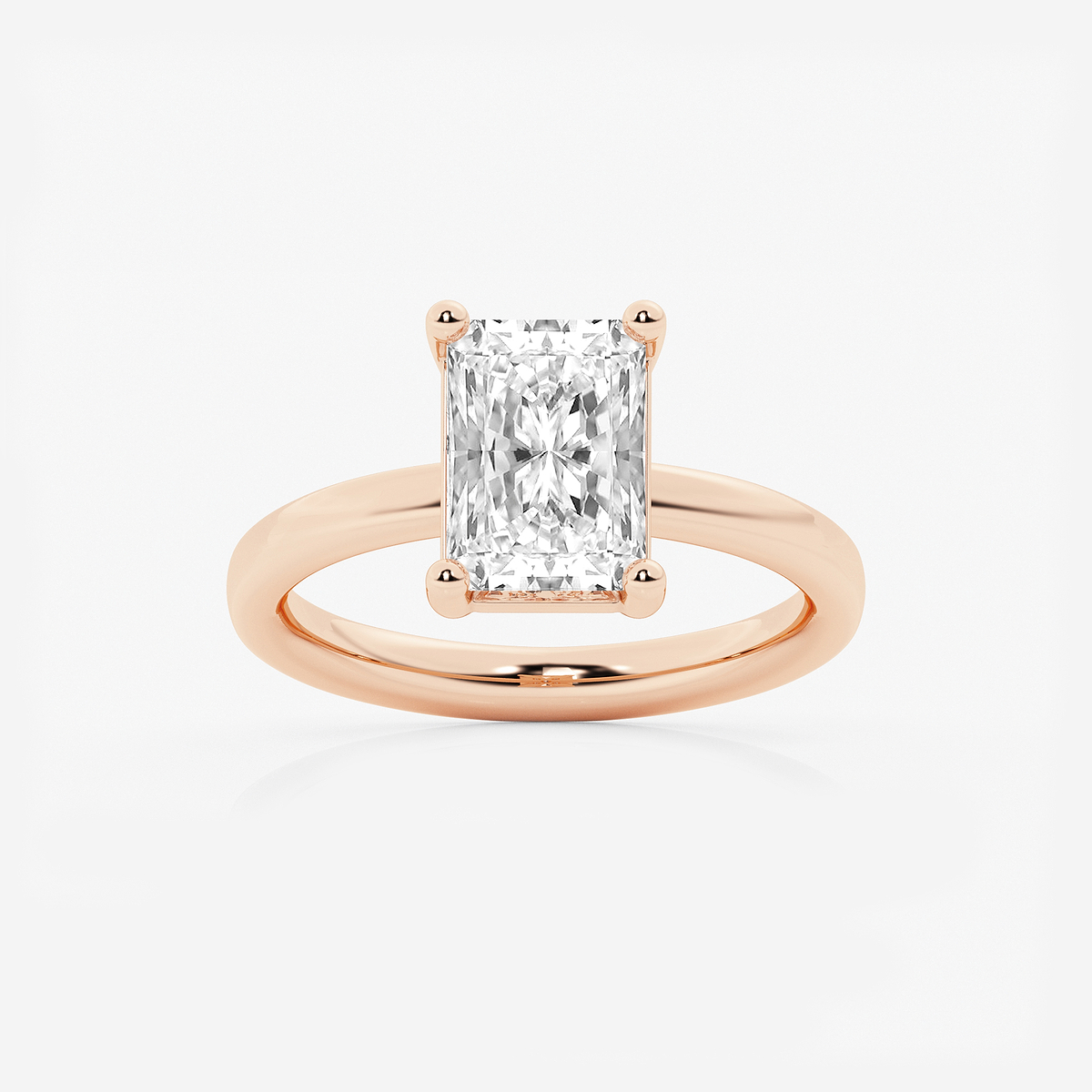 2 1/2 ctw Radiant Lab Grown Diamond Low Setting Solitaire Engagement Ring