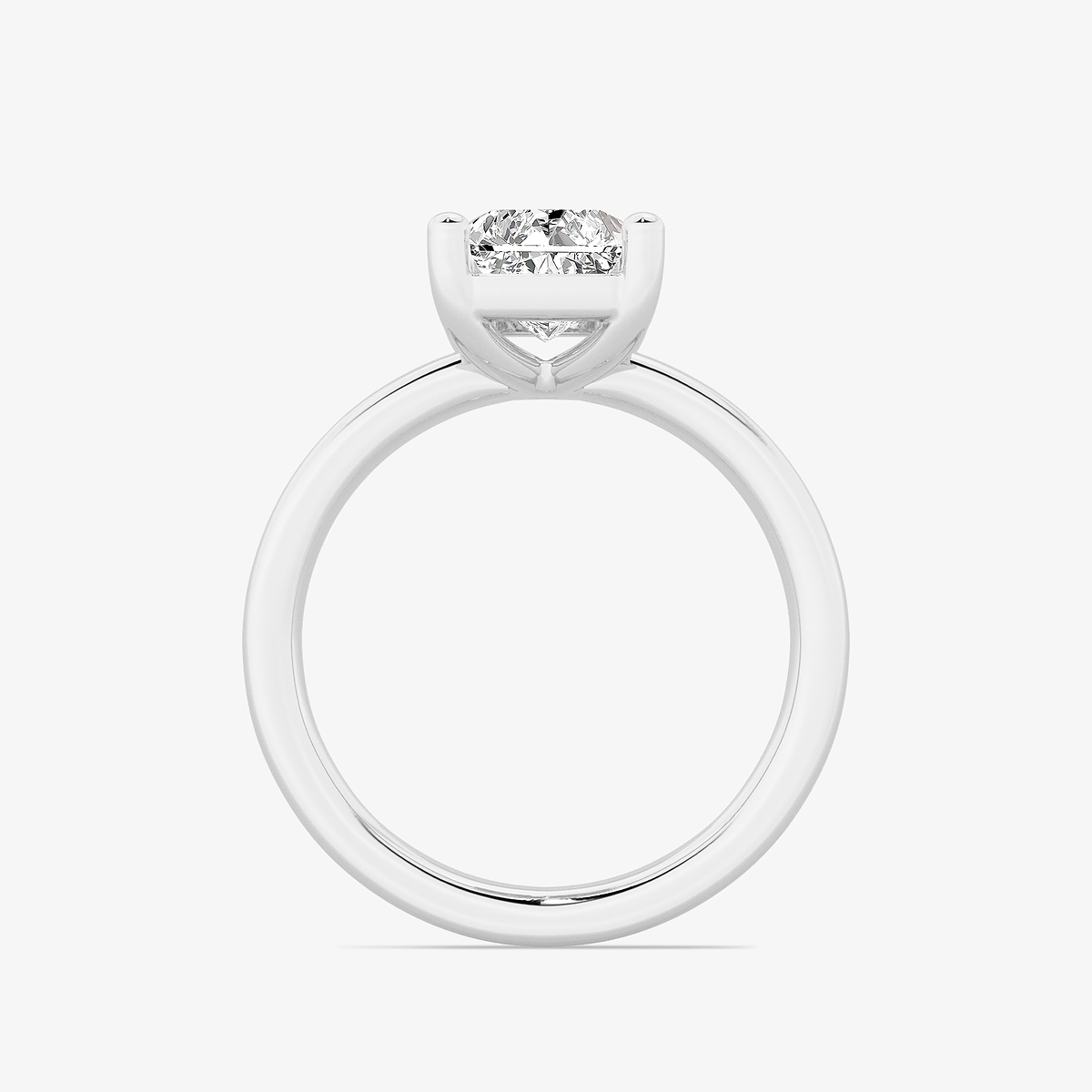2 1/2 ctw Radiant Lab Grown Diamond Low Setting Solitaire Engagement Ring 14K White Gold, E+, VS1+