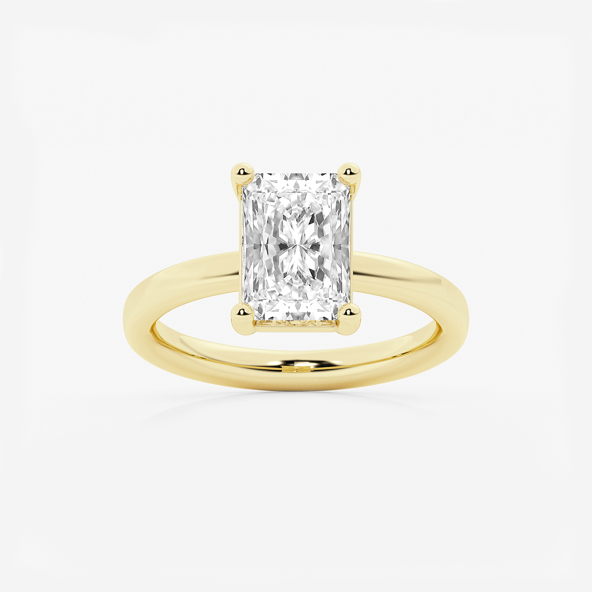 2 1/2 ctw Radiant Lab Grown Diamond Low Setting Solitaire Engagement Ring