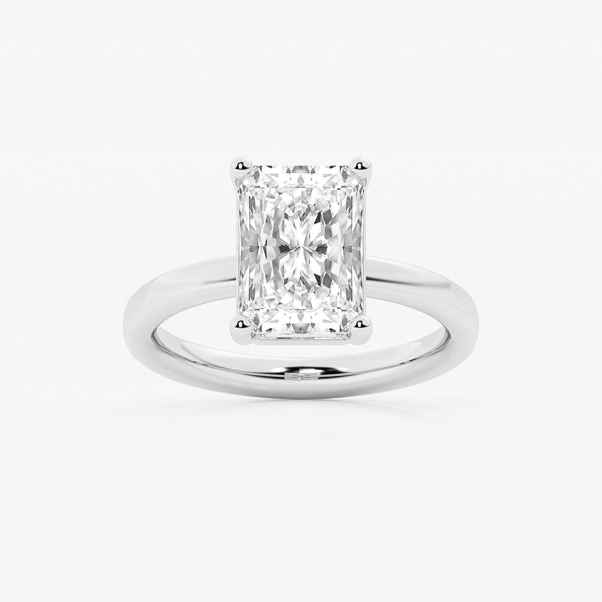 3 1/2 ctw Radiant Lab Grown Diamond Low Setting Solitaire Engagement Ring