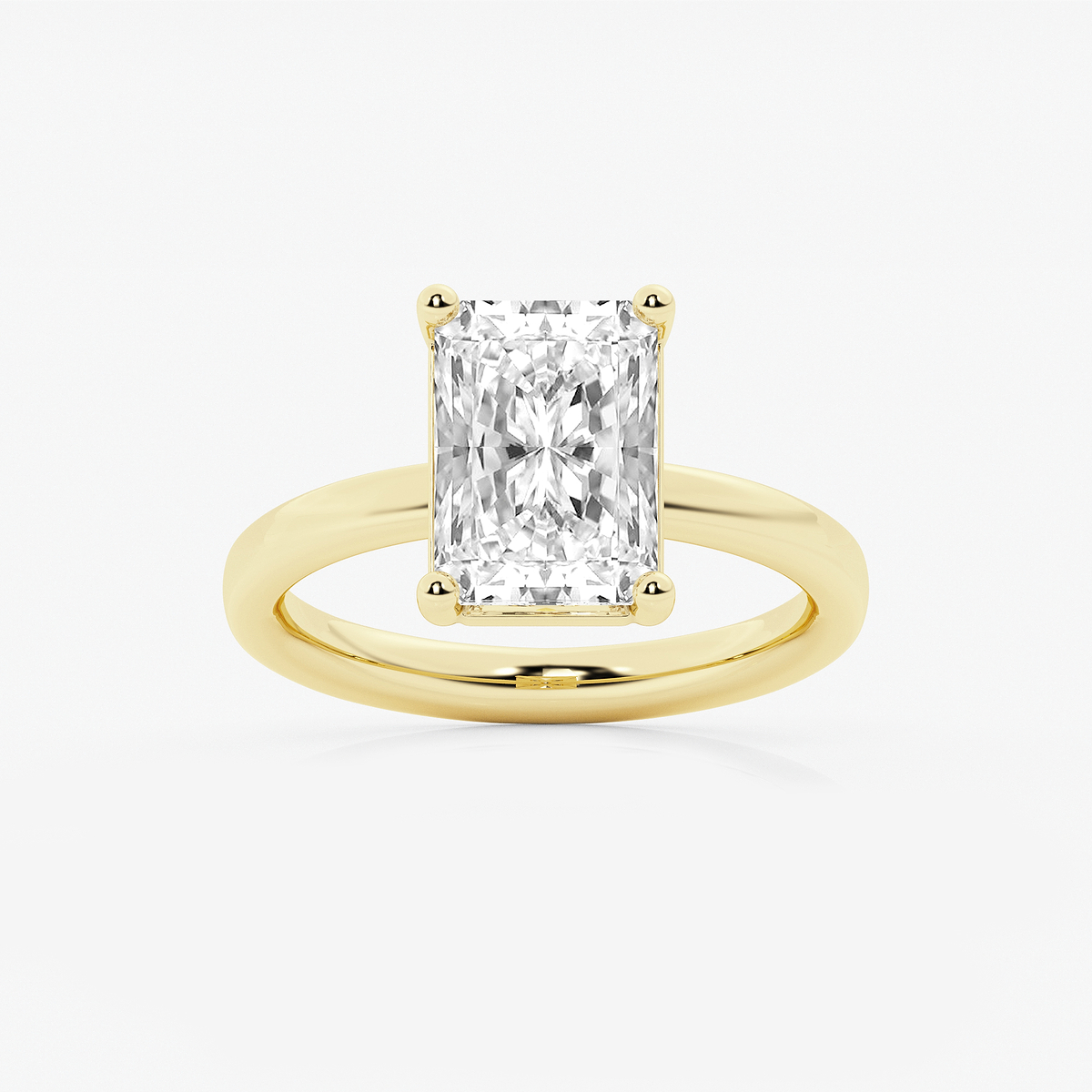 3 1/2 ctw Radiant Lab Grown Diamond Low Setting Solitaire Engagement Ring