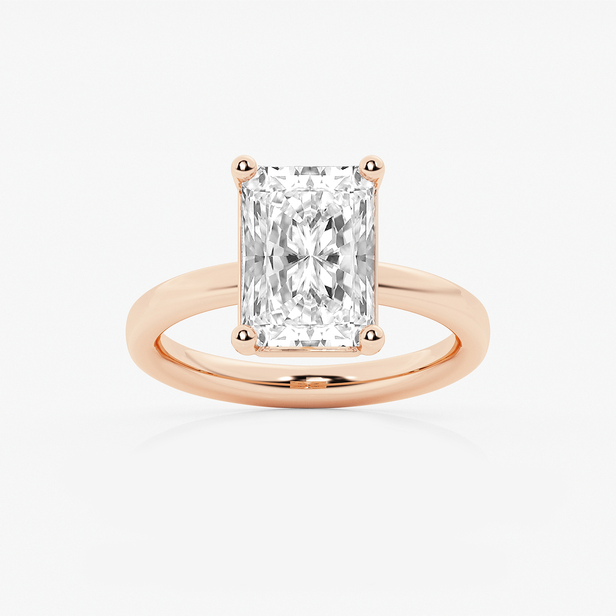 4 ctw Radiant Lab Grown Diamond Low Setting Solitaire Engagement Ring