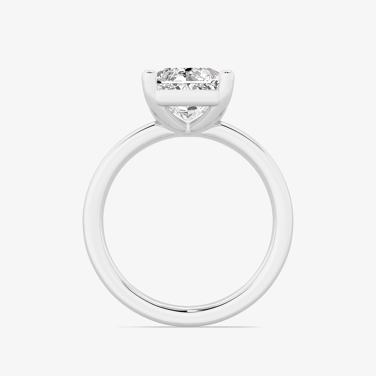 Additional Image 1 for  4 ctw Radiant Lab Grown Diamond Low Setting Solitaire Engagement Ring