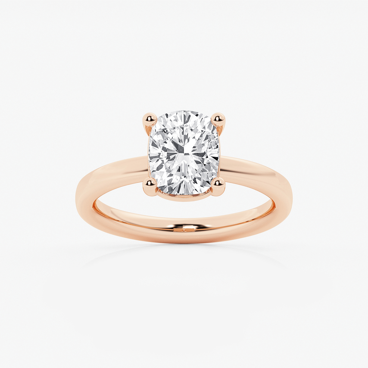 2 ctw Elongated Cushion Lab Grown Diamond Low Setting Solitaire Engagement Ring