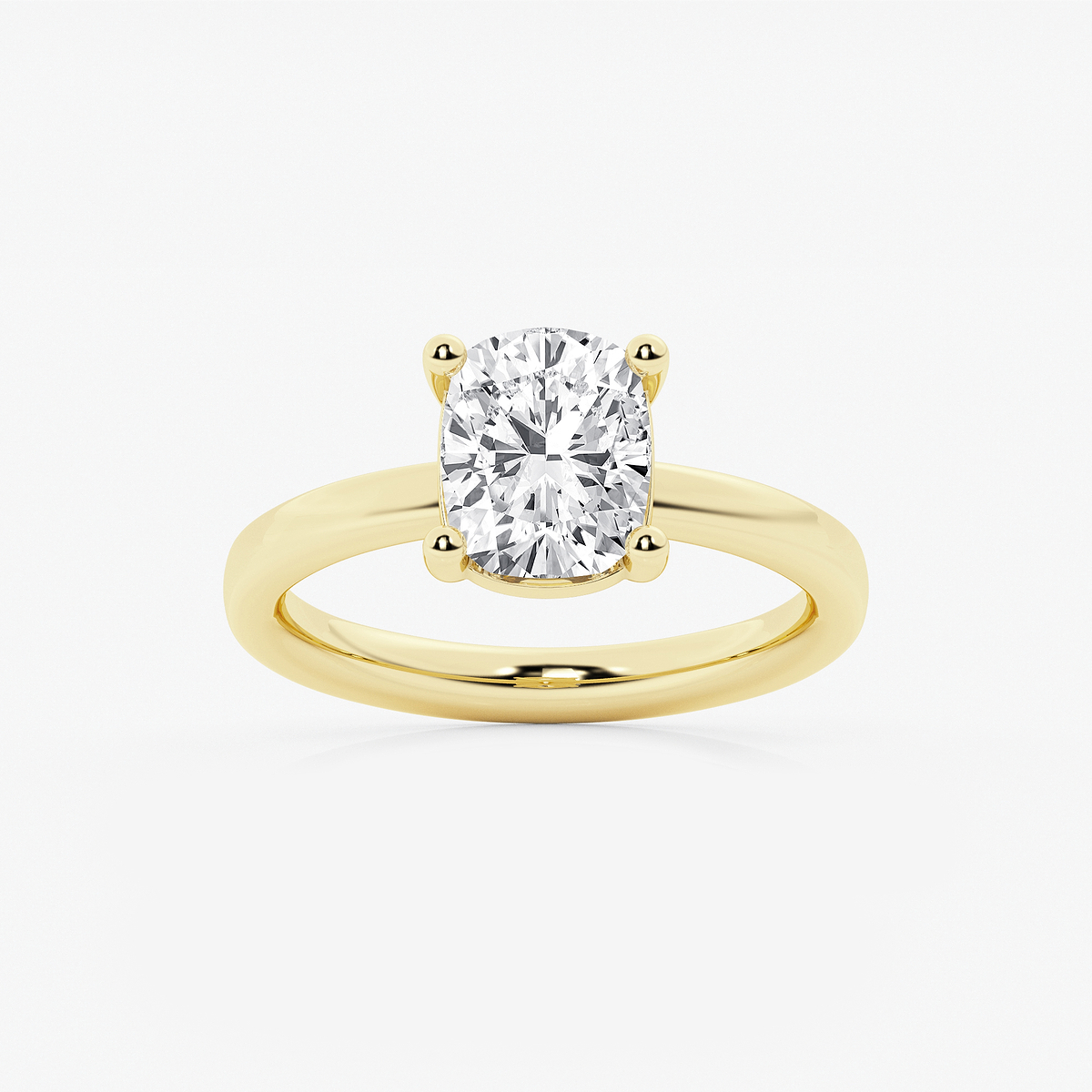 2 ctw Elongated Cushion Lab Grown Diamond Low Setting Solitaire Engagement Ring
