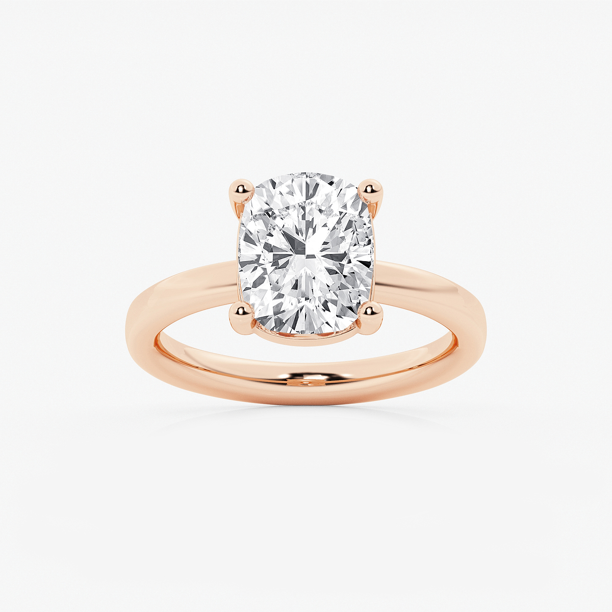 3 ctw Elongated Cushion Lab Grown Diamond Low Setting Solitaire Engagement Ring