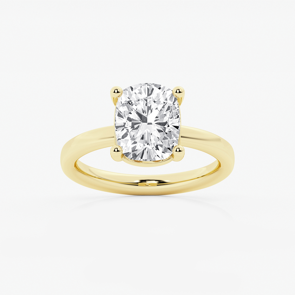3 ctw Elongated Cushion Lab Grown Diamond Low Setting Solitaire Engagement Ring
