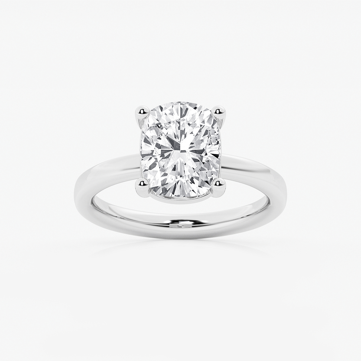3 ctw Elongated Cushion Lab Grown Diamond Low Setting Solitaire Engagement Ring