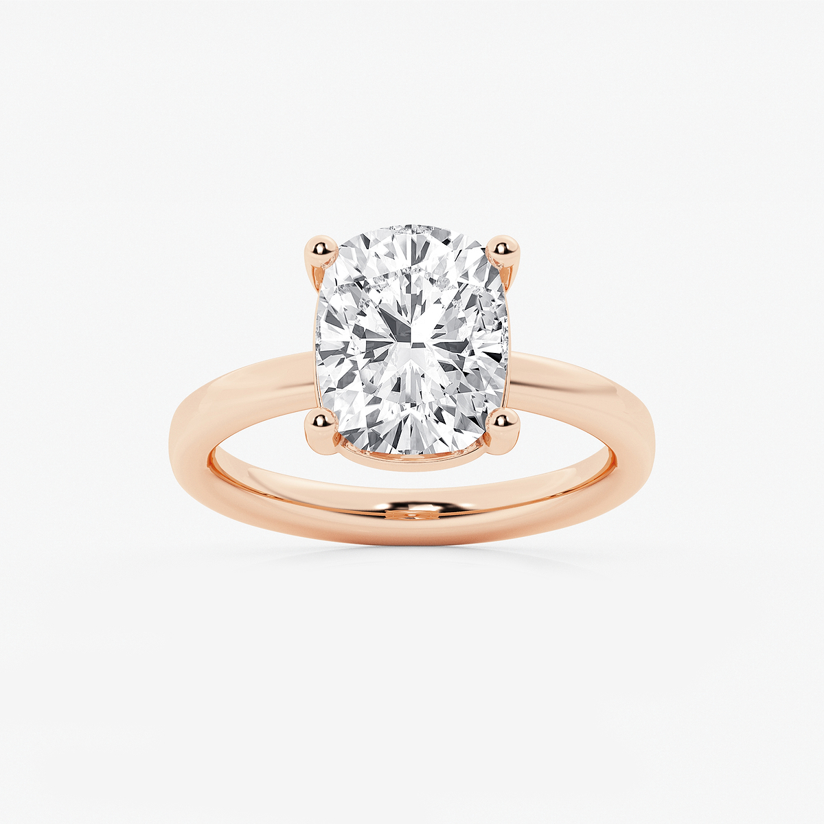 3 1/2 ctw Elongated Cushion Lab Grown Diamond Low Setting Solitaire Engagement Ring