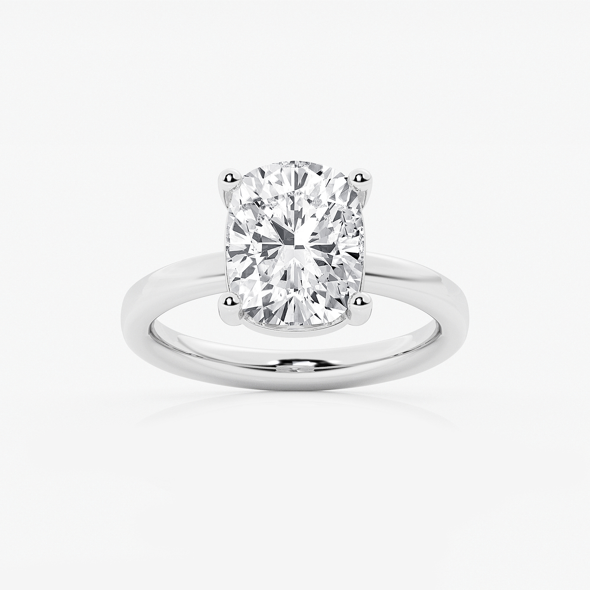 3 1/2 ctw Elongated Cushion Lab Grown Diamond Low Setting Solitaire Engagement Ring