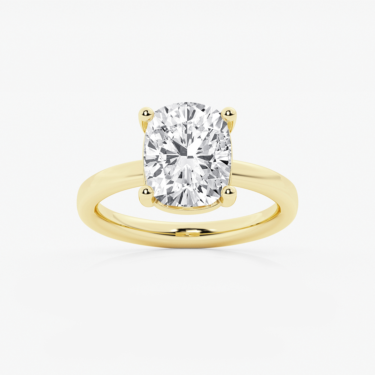 3 1/2 ctw Elongated Cushion Lab Grown Diamond Low Setting Solitaire Engagement Ring