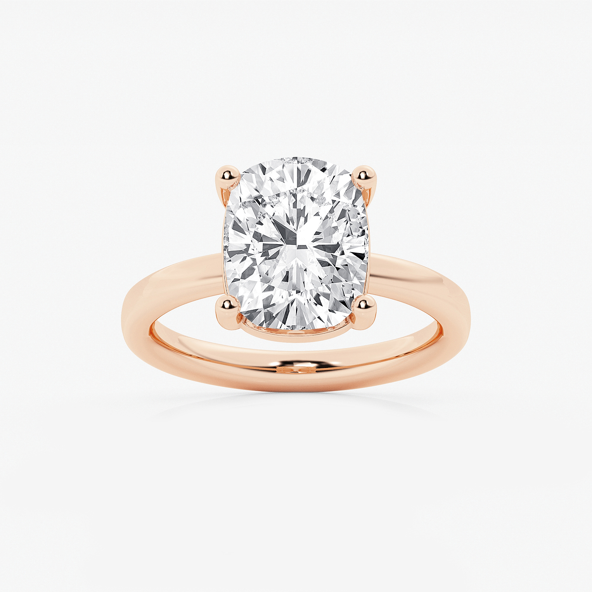 4 ctw Elongated Cushion Lab Grown Diamond Low Setting Solitaire Engagement Ring