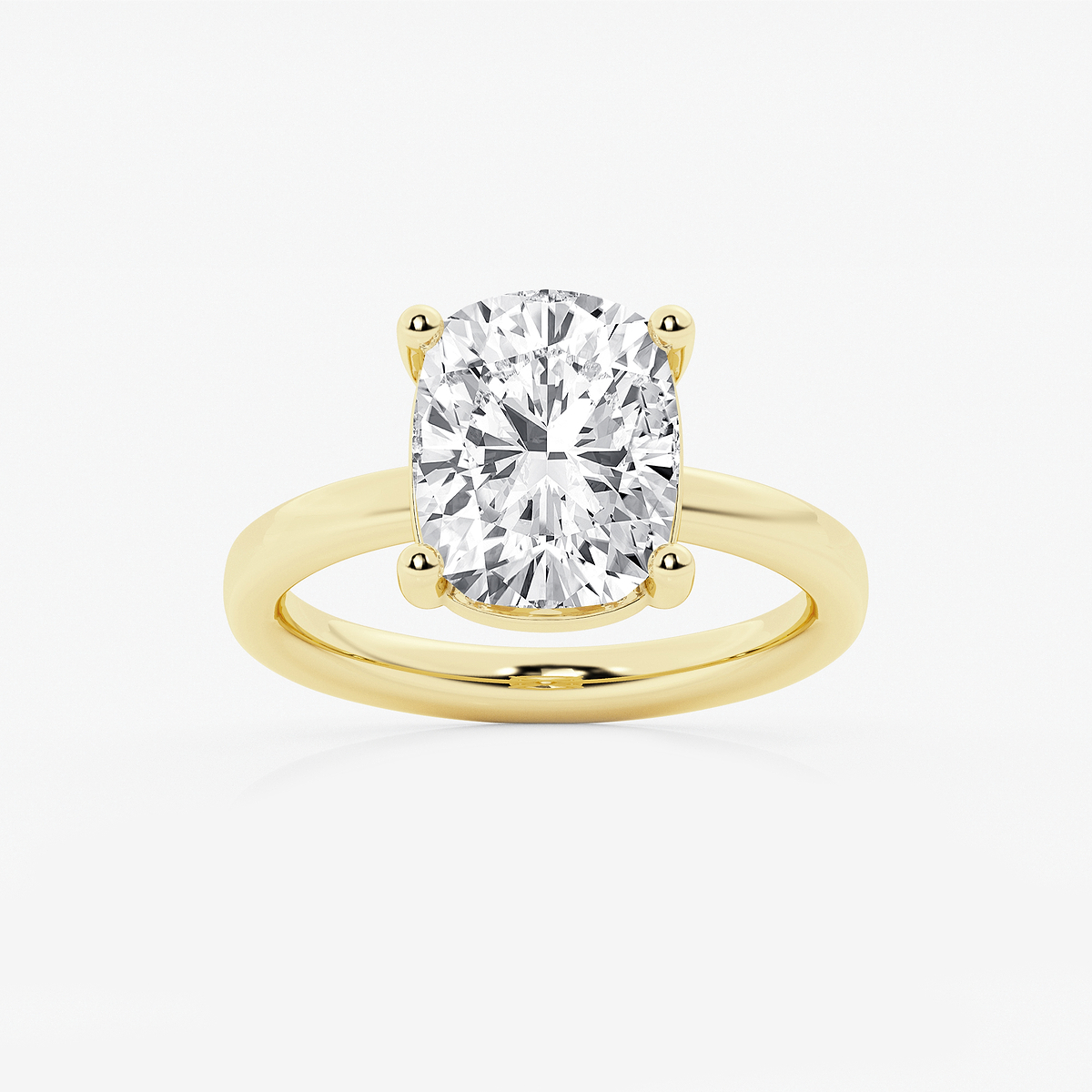 4 ctw Elongated Cushion Lab Grown Diamond Low Setting Solitaire Engagement Ring