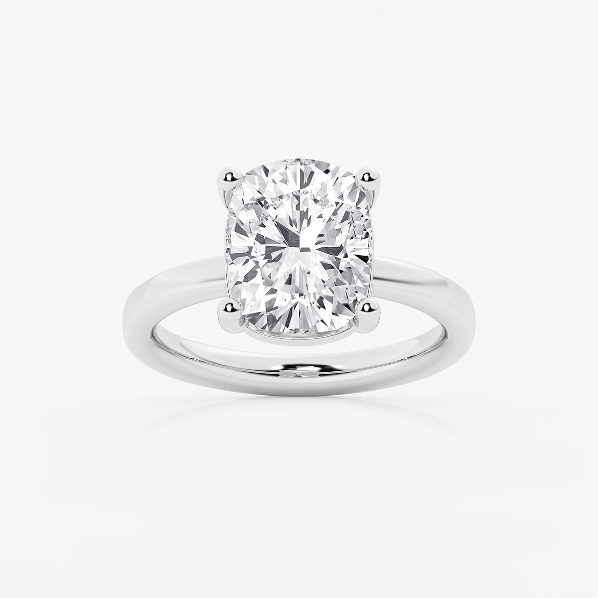 4 ctw Elongated Cushion Lab Grown Diamond Low Setting Solitaire Engagement Ring