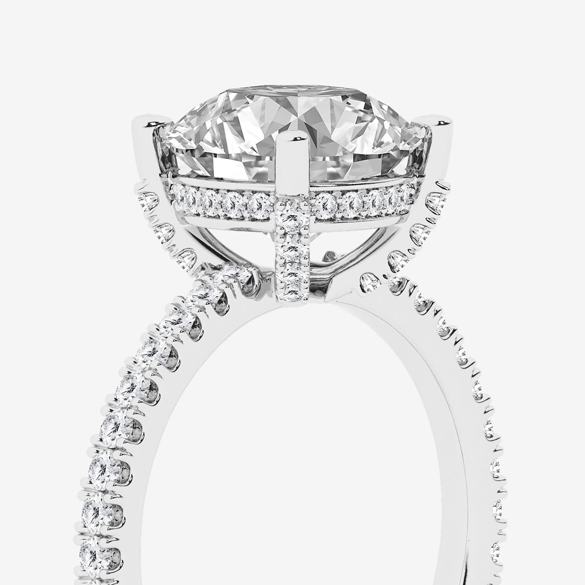 Additional Image 3 for  3 2/5 ctw Round Lab Grown Diamond Hidden Halo Engagement Ring