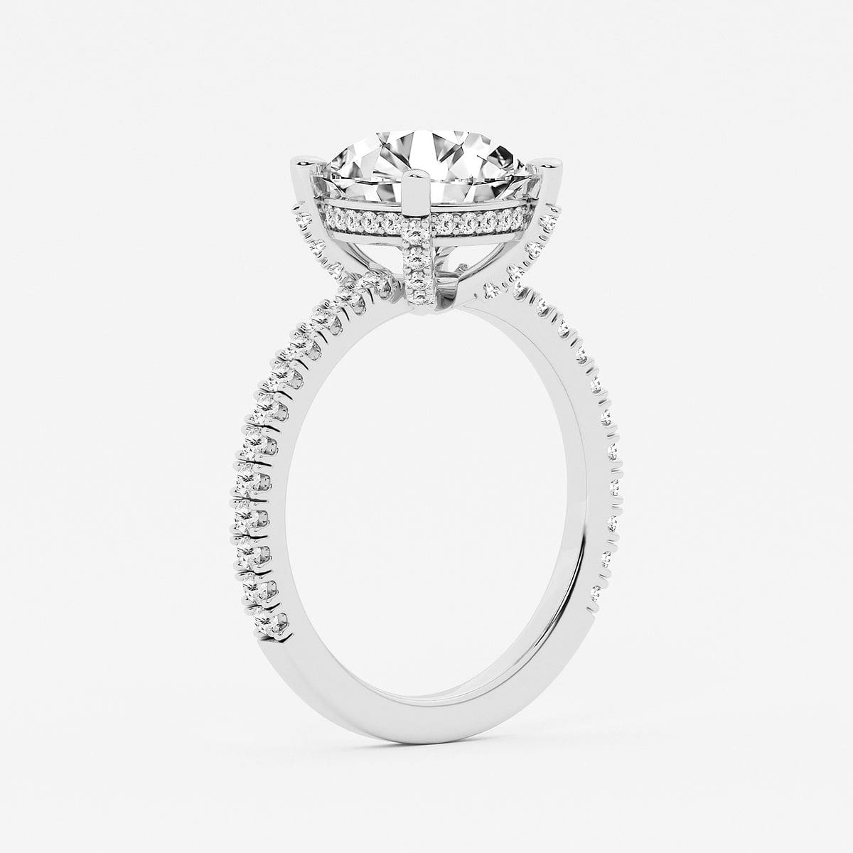 Additional Image 2 for  3 2/5 ctw Round Lab Grown Diamond Hidden Halo Engagement Ring