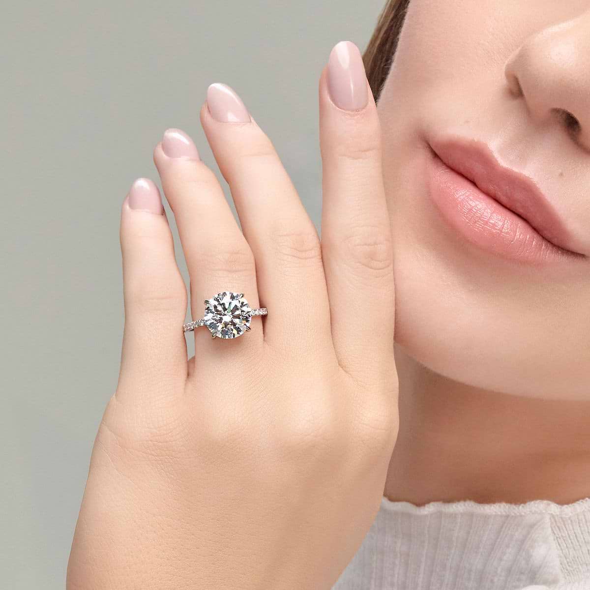 Badgley Mischka Colorless 5 2/5 ctw Round Lab Grown Diamond Hidden Halo Engagement Ring