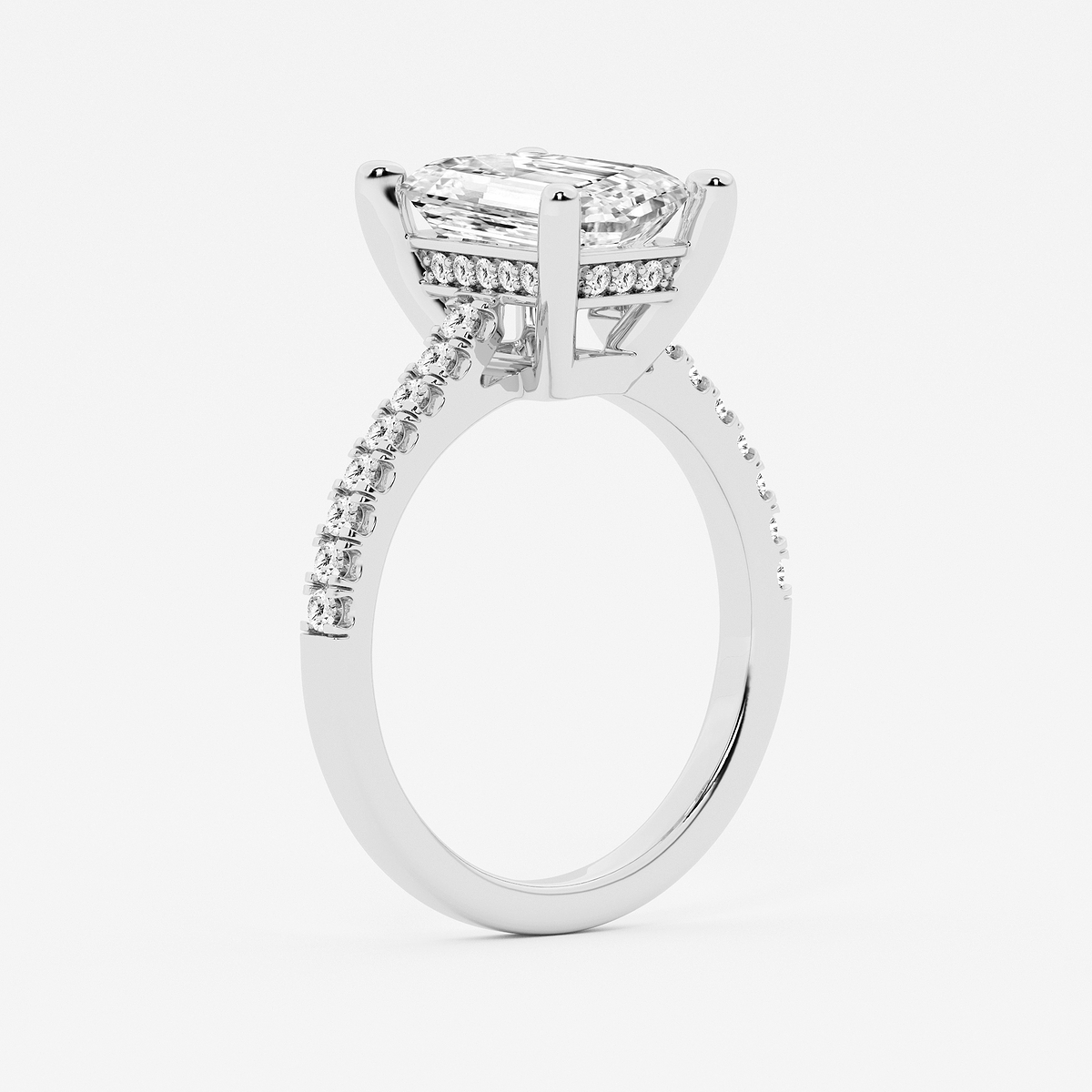 Additional Image 2 for  3 1/3 ctw Emerald Lab Grown Diamond Hidden Halo Engagement Ring