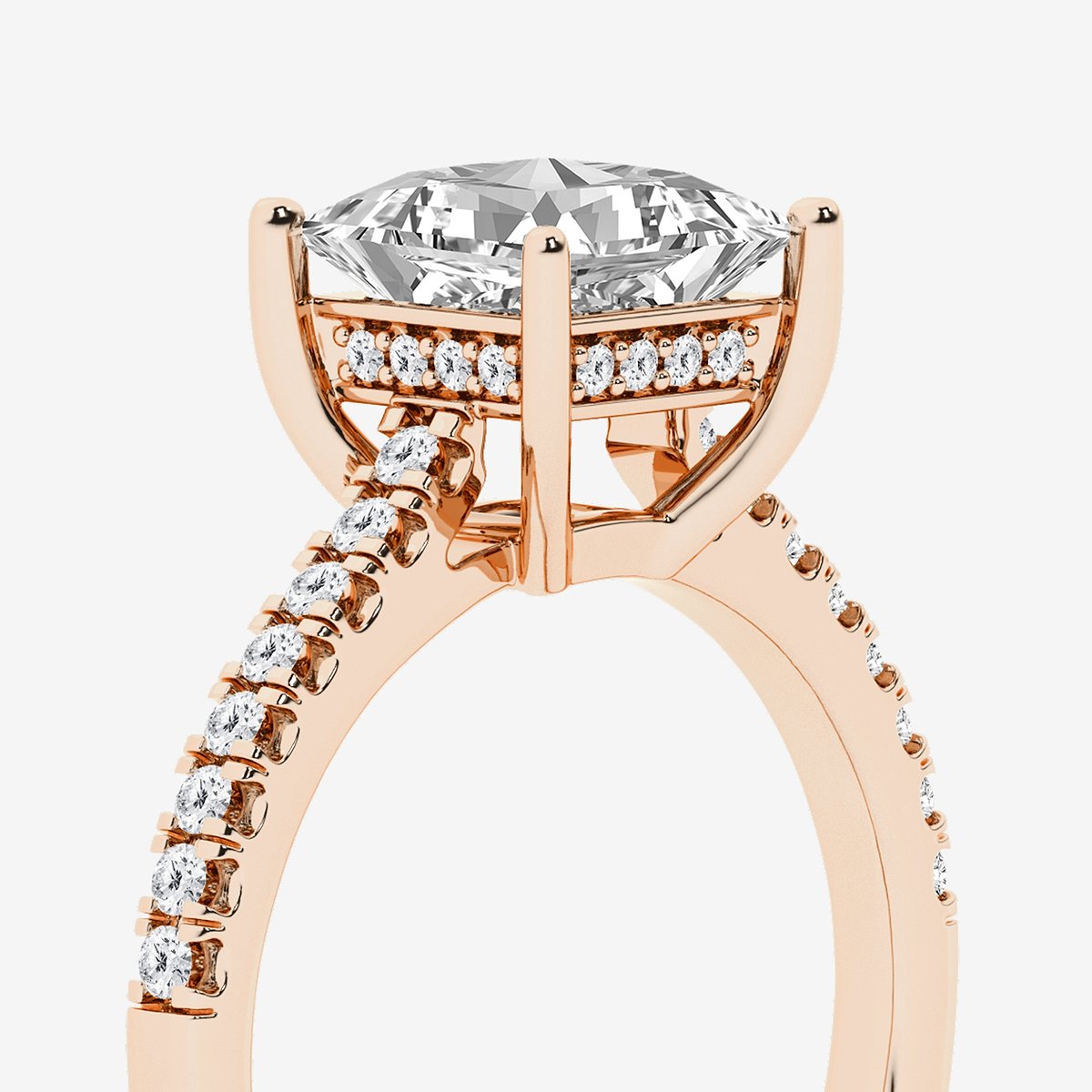 Additional Image 2 for  2 1/4 ctw Princess Lab Grown Diamond Hidden Halo Engagement Ring